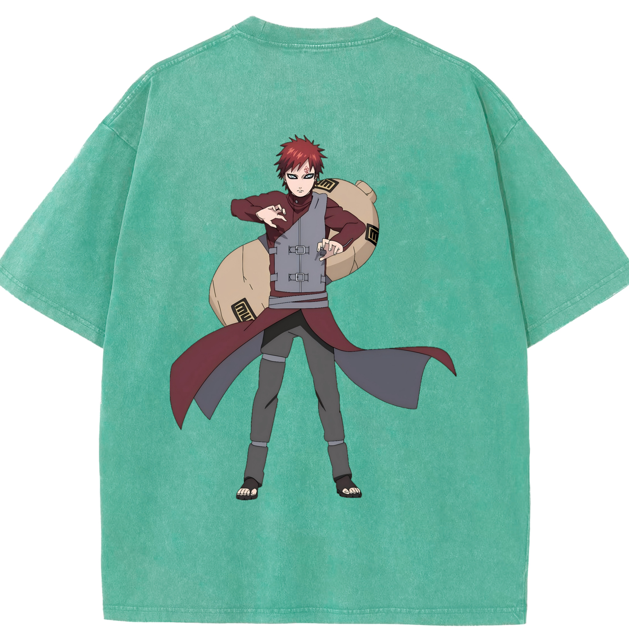 （画像用） NARUTO -ナルト- ガアラ Gaara 綿100% ヴィンテージ風 半袖Tシャツ（背面プリント）